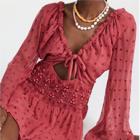 Free People Della Sole Beaded Embroidered Small Mini Dress - Picture 14 of 15